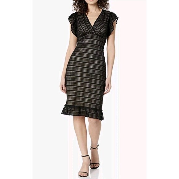 Max Studio Black Bodycon Flutter Sleeve Dress Size M - Picture 2 of 10